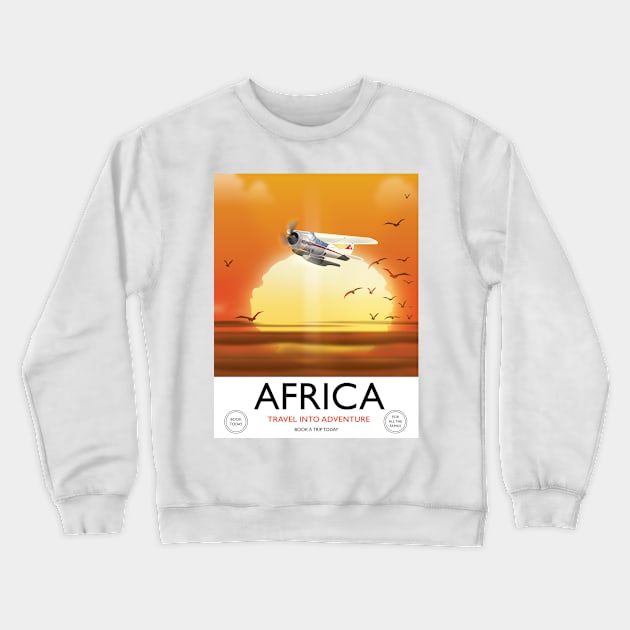 Africa Sunset travel poster Crewneck Sweatshirt by nickemporium1